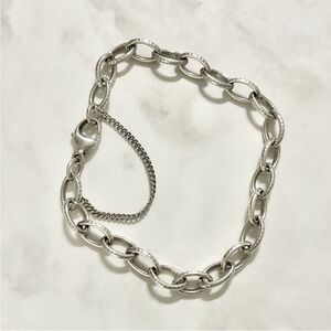 James Avery Sterling Silver Textured Oval Charm Bracelet 7”